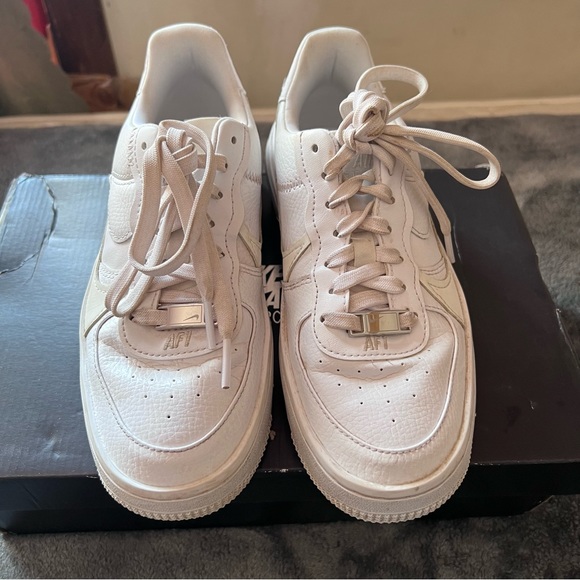 Nike Air Force 1 White Platform Sneakers - Picture 2 of 7